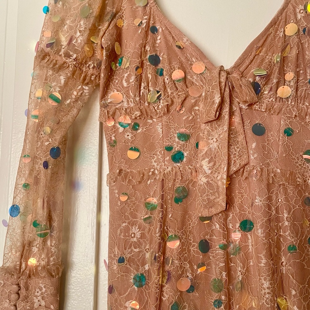For Love & Lemons Lace Sequined Dress